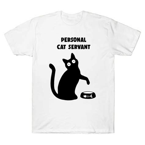 Personal Cat Servant Funny Black Cat Lover T Classic Mens T Shirt