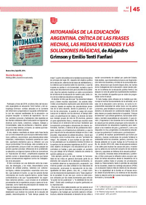 Pdf Mitomanías De La Educación Argentina Crítica De Las Frases