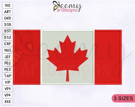 Canada Flag Machine Embroidery Design 25x25 4x4 And 5x7 Etsy