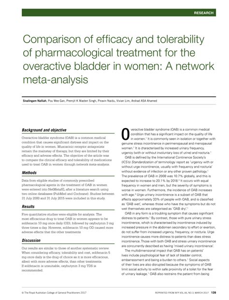 PDF Comparison Of Efficacy And Tolerability Of Pharmacological