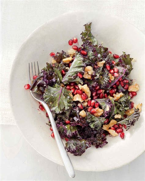 Raw Kale Salad With Pomegranate And Toasted Walnuts Recipe Martha Stewart