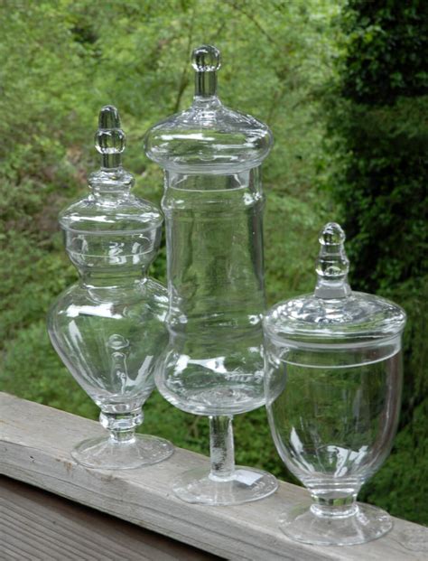 Apothecary Jars Glass Set Of 3