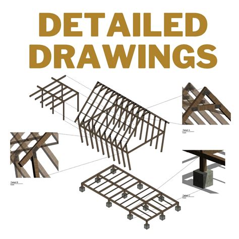 Full Detailed Modern A-frame Cabin House Plan 16'x24' / 5m X 8m Modern