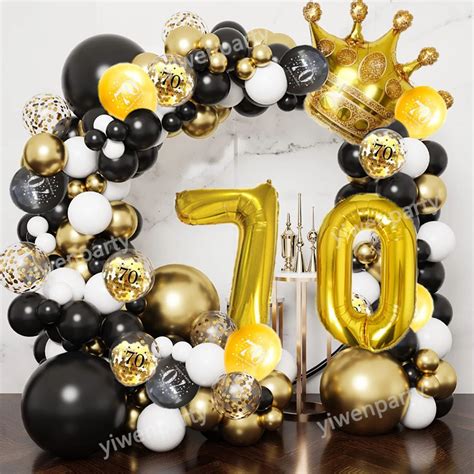 1set 50th 60th 70th Black And Gold Happy Birthday Party Decorations