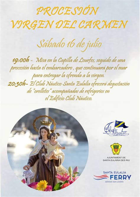 Procesión Virgen del Carmen Sábado 16 de julio Club Náutico Santa Eulalia