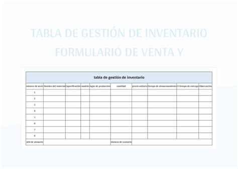 Plantilla De Formato Excel Tabla De Gesti N De Inventario Formulario De