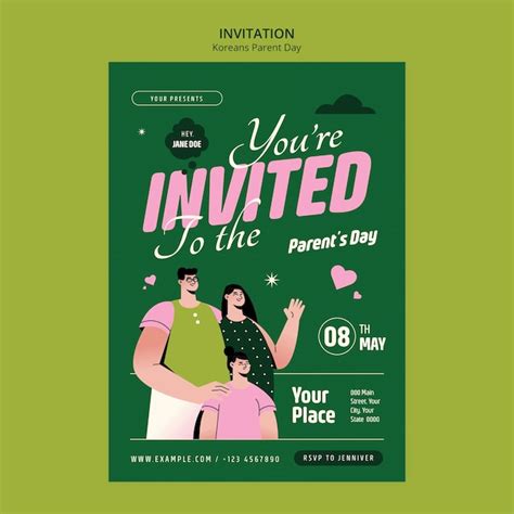 Premium PSD | Korean parents day celebration invitation template