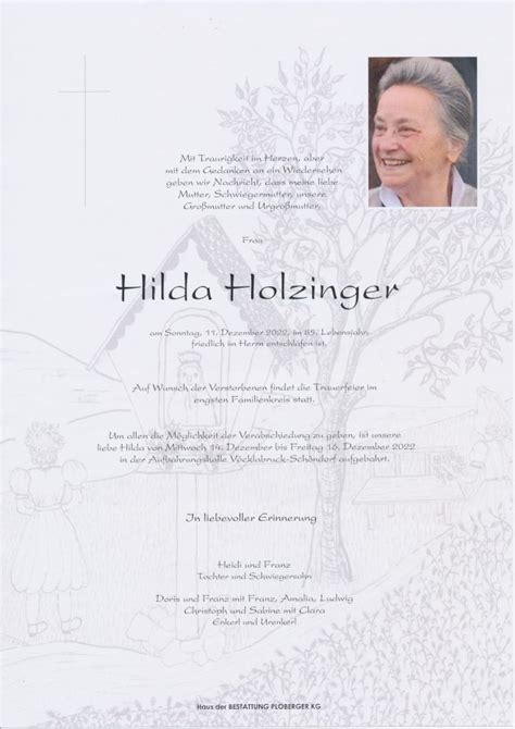 Hilda Holzinger VB Haus Der Bestattung Ploberger