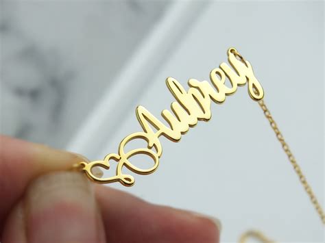 Cursive Name Necklace With Heart Personalized Necklace - Etsy