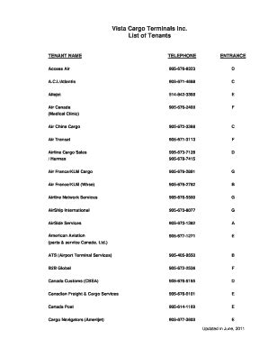 Fillable Online Vista Cargo Terminals Inc Fax Email Print PdfFiller