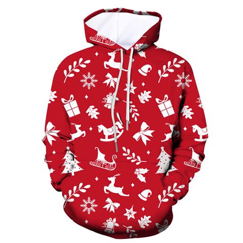 Sayhi Christmas Women And Men Long Sleeve Deer Printed Hoodies ...