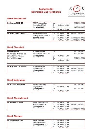 Fach Rzte F R Neurologie Und Psychiatrie