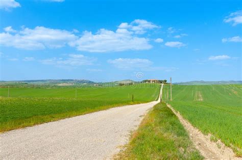 Escena Rural T Pica De La Toscana Larga Distancia En Coche Que Lleva A