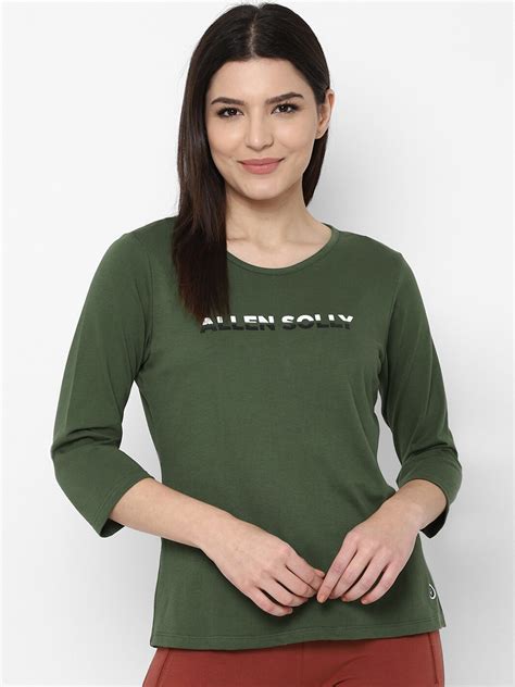 Buy Allen Solly Woman Green Pure Cotton T Shirt Tshirts For Women 16391940 Myntra