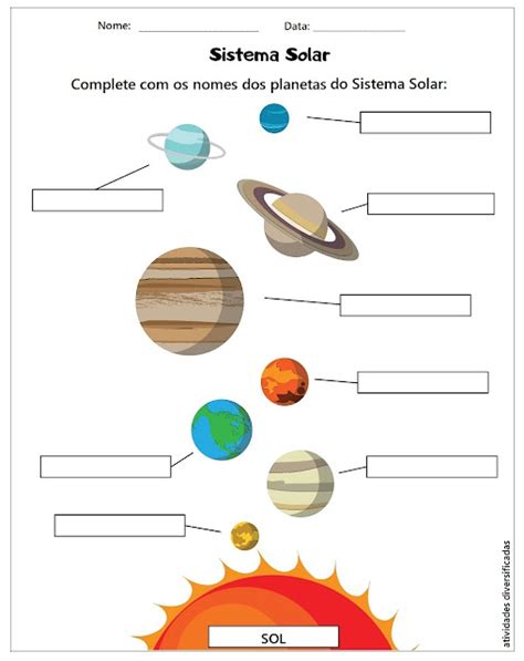Atividades Sobre Sistema Solar 5 Ano Com Gabarito