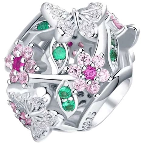 Charms Do Pandora Charms Wiosenne Kwiaty I Motyle Moda Trusky