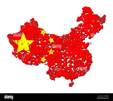 Grunge China Map Flag With Shadow Illustration Stock Photo Alamy