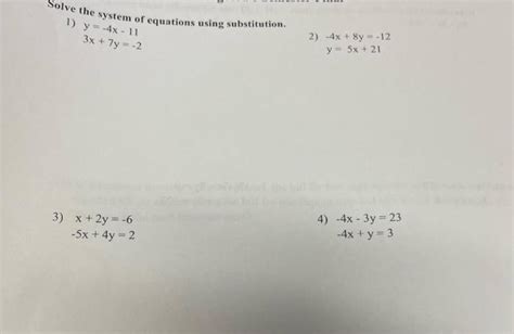 Solved Solve The System Of Equations Using Substitution 1