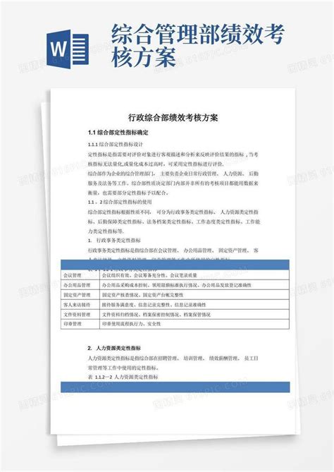 方便的行政综合部绩效考核方案word模板免费下载编号18nap53dy图精灵