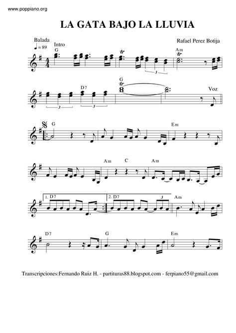 Rocío Dúrcal La Gata Bajo La Lluvia Sheet Music pdf Free Score