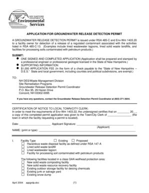 Fillable Online Groundwater Release Detection Permit State Legal