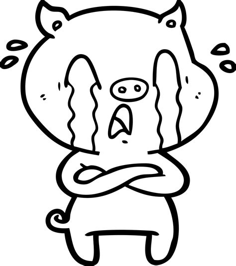 crying pig cartoon 12396974 Vector Art at Vecteezy