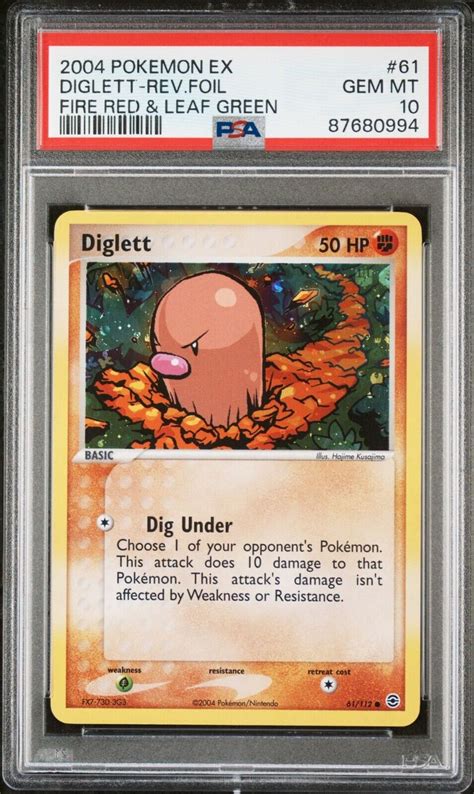 Psa Diglett Pokemon Ex Fire Red Leaf Green Reverse Holo Foil