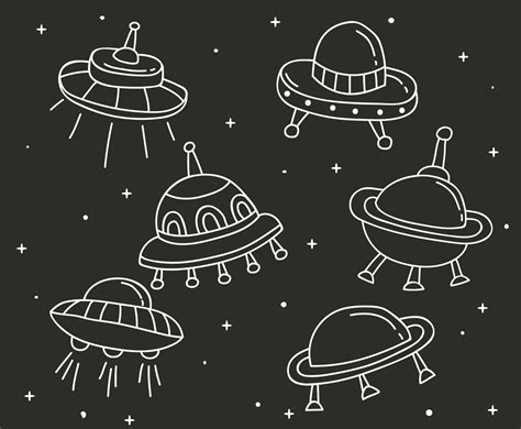 Ufo Doodle Vector Set Vector Art And Graphics