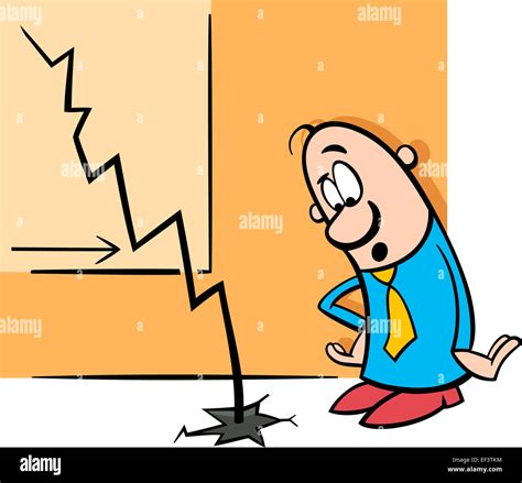 Concept Cartoon Illustration of Funny Businessman and Economic Crisis ...