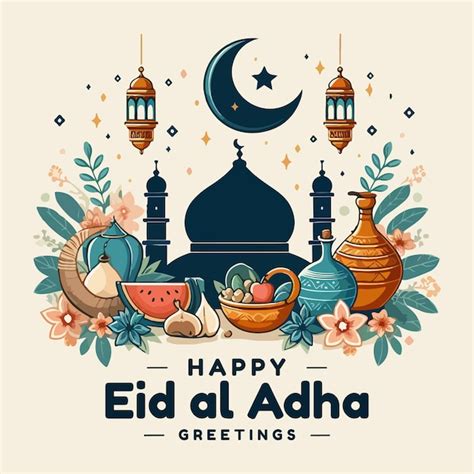 Feliz Eid Al Adha Vector Saludos Para Las Redes Sociales Vector Premium