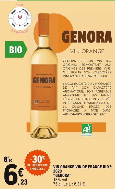 Promo Genora Vin Orange Vin De France Bio Chez E Leclerc