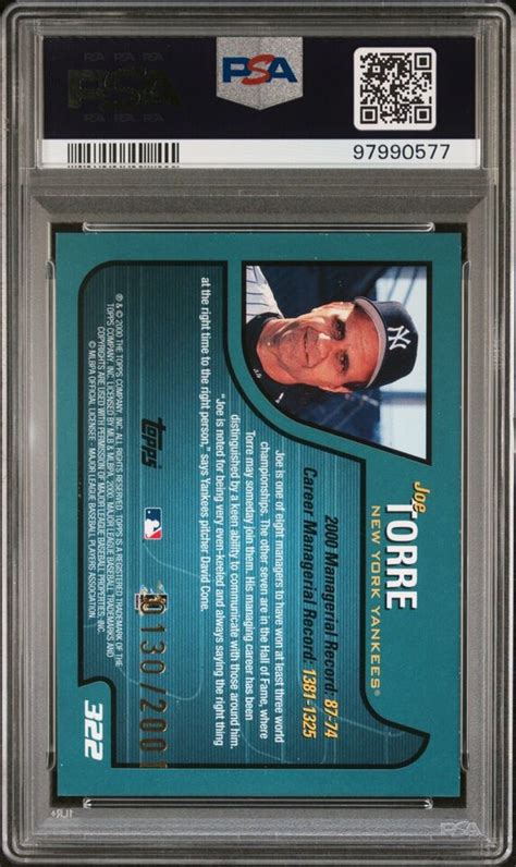 Psa Nr Mint Topps Gold Joe Torre Yankees Hof B Ebay