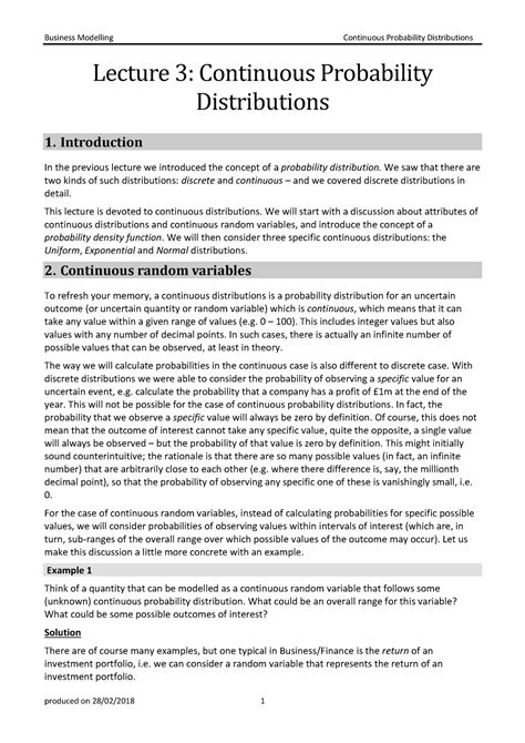 Lecture 3 Continuous Probability Distributions Warning Tt Undefined