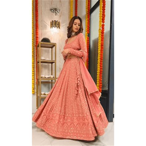 Peach Color Party Wear Lehenga Choli By Swara Designer