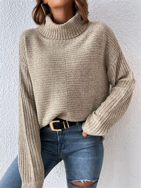 Shein Frenchy Turtleneck Drop Shoulder Jumper Shein Uk