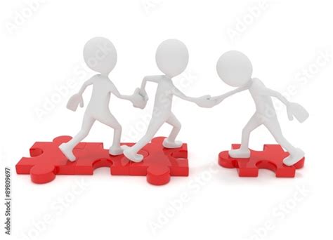 D M Nnchen Teamwork Puzzle Rot Stock Illustration Adobe Stock