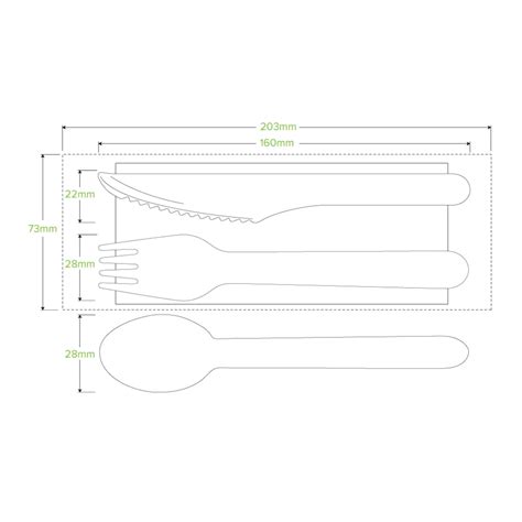 Biopak Wooden Biocutlery 16cm Knife Fork Spoon And Napkin Set Vision