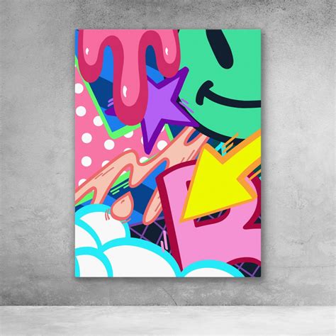 Graffiti Blast Street Art Cartoon Collage Pop Art Canvas Wall Art Small ...