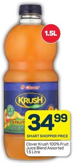 Clover Krush 100 Fruit Juice Blend Assorted 1 5 Litre Offer At Pick N Pay