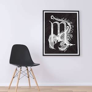 Zodiac Art Scorpio Print From Original Design And Drawing Etsy