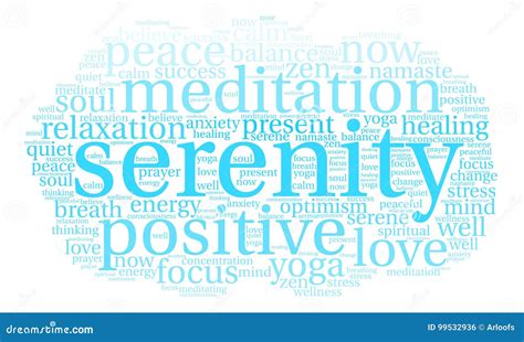 Serenity Word Cloud Cartoon Vector 98250629