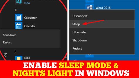 How To Enable Sleep Option In Windows Enable Sleep Mode Night Light