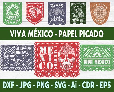 Papel Picado Svg Viva México Svg Paquete Papel Picado Svg Etsy México