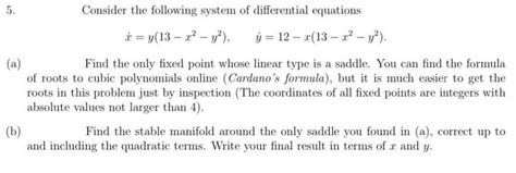 Solved 5. Consider the following system of differential | Chegg.com 