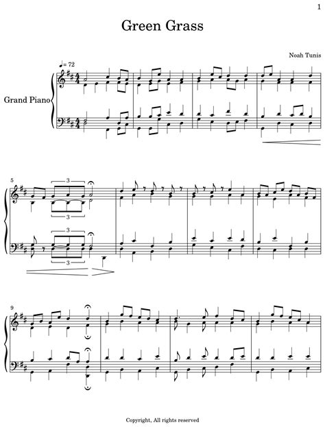 Green Grass Sheet Music For Piano