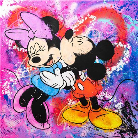 Painting Pop Art Mickey & Minnie - Kiss - artist's work John Beckley