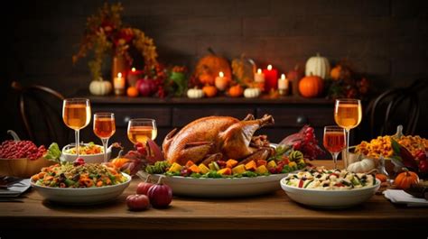 Premium AI Image | Thanksgiving Turkey Dish on Table with Thanksgiving ...