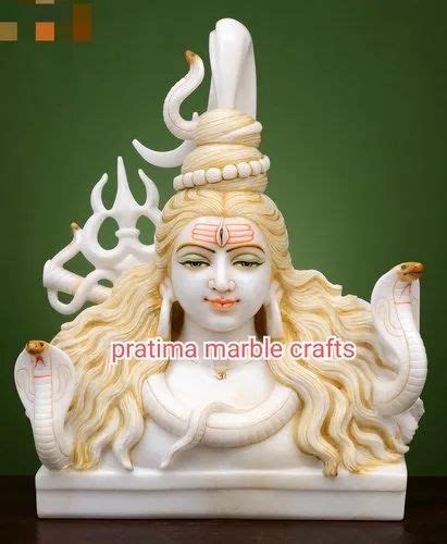 Painted Hindu White Marble Shiva Statue For Worship Size 1 Feet To 4