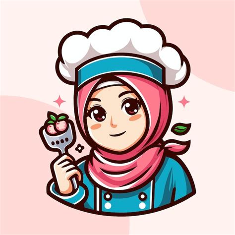 Premium Vector Vector Cute And Happy Muslim Female Chef Wearing Hijab