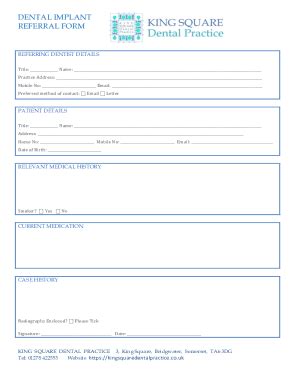 Fillable Online Fillable Online Dental Implant Referral Form King